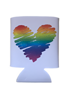 rainbow heart coozie