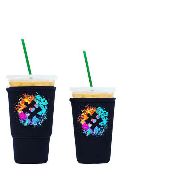 Autism awareness iced coffee cozy