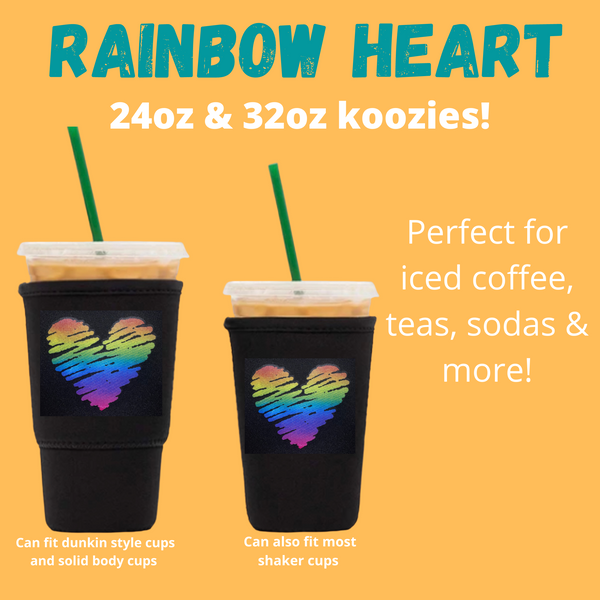 Rainbow Heart Cup Coozie