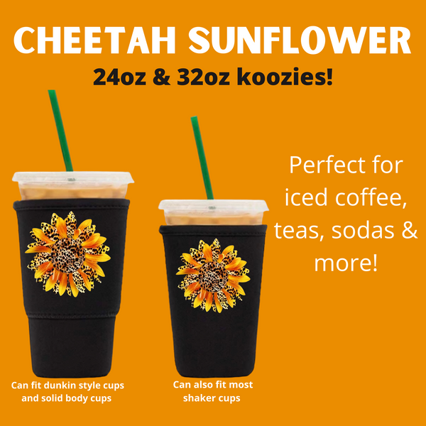 Cheetah sunflower cup cozy