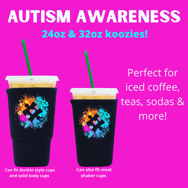 Autism awareness iced coffee cozy