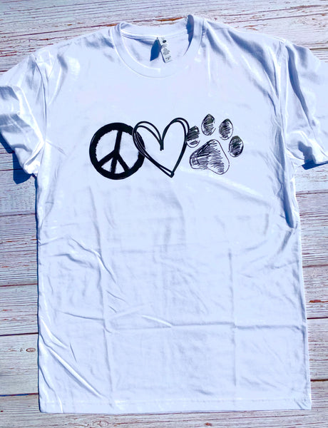 Peace love paw print tshirt