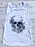 Floral skull muscle tank top